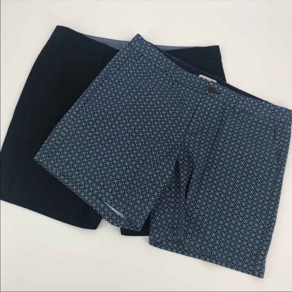 2 Merona Shorts, 1 Black & 1 Blue Pattern Bundle
